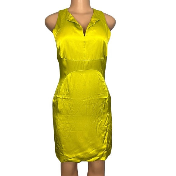 Chado Ralph Rucci Dress Chartreuse Green Shift Dress - Picture 3 of 9